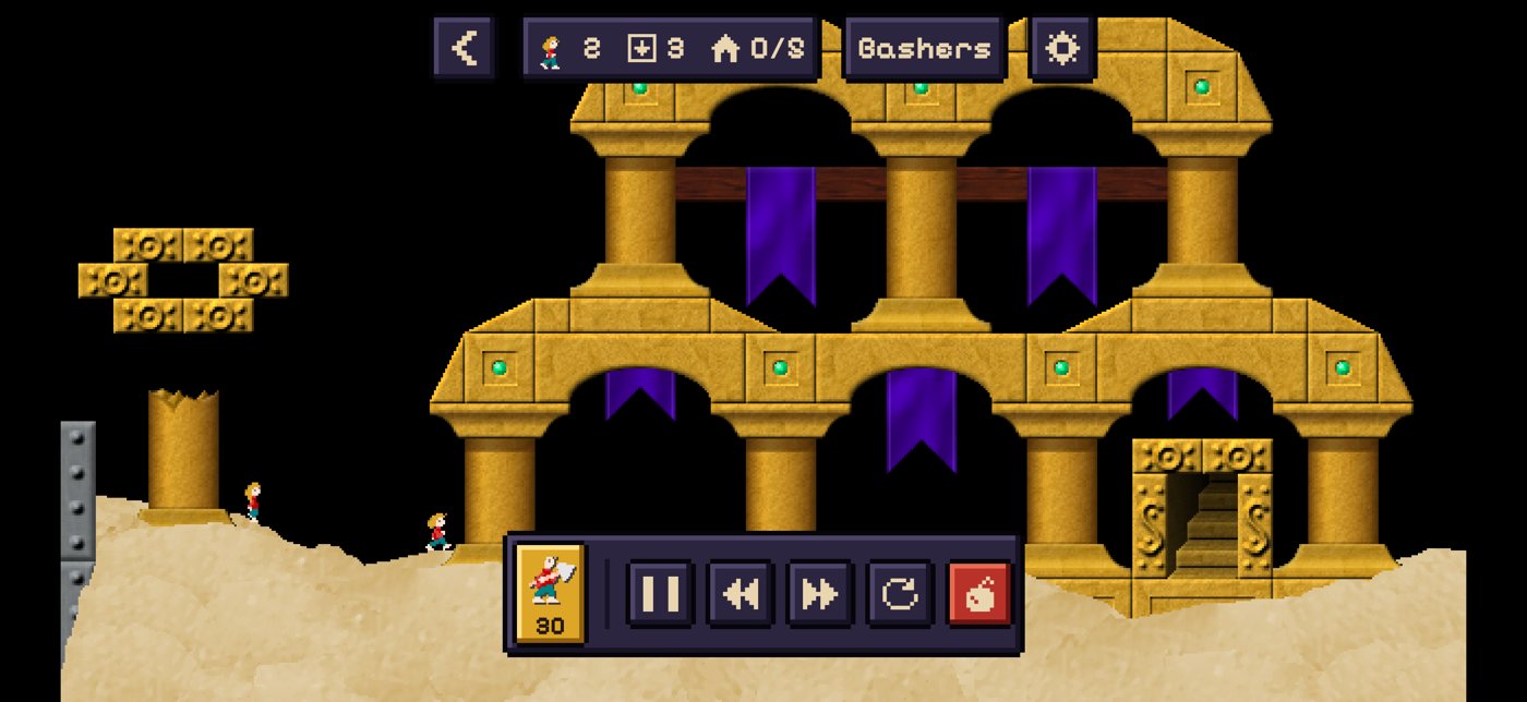 A level with walkers and the skill panel